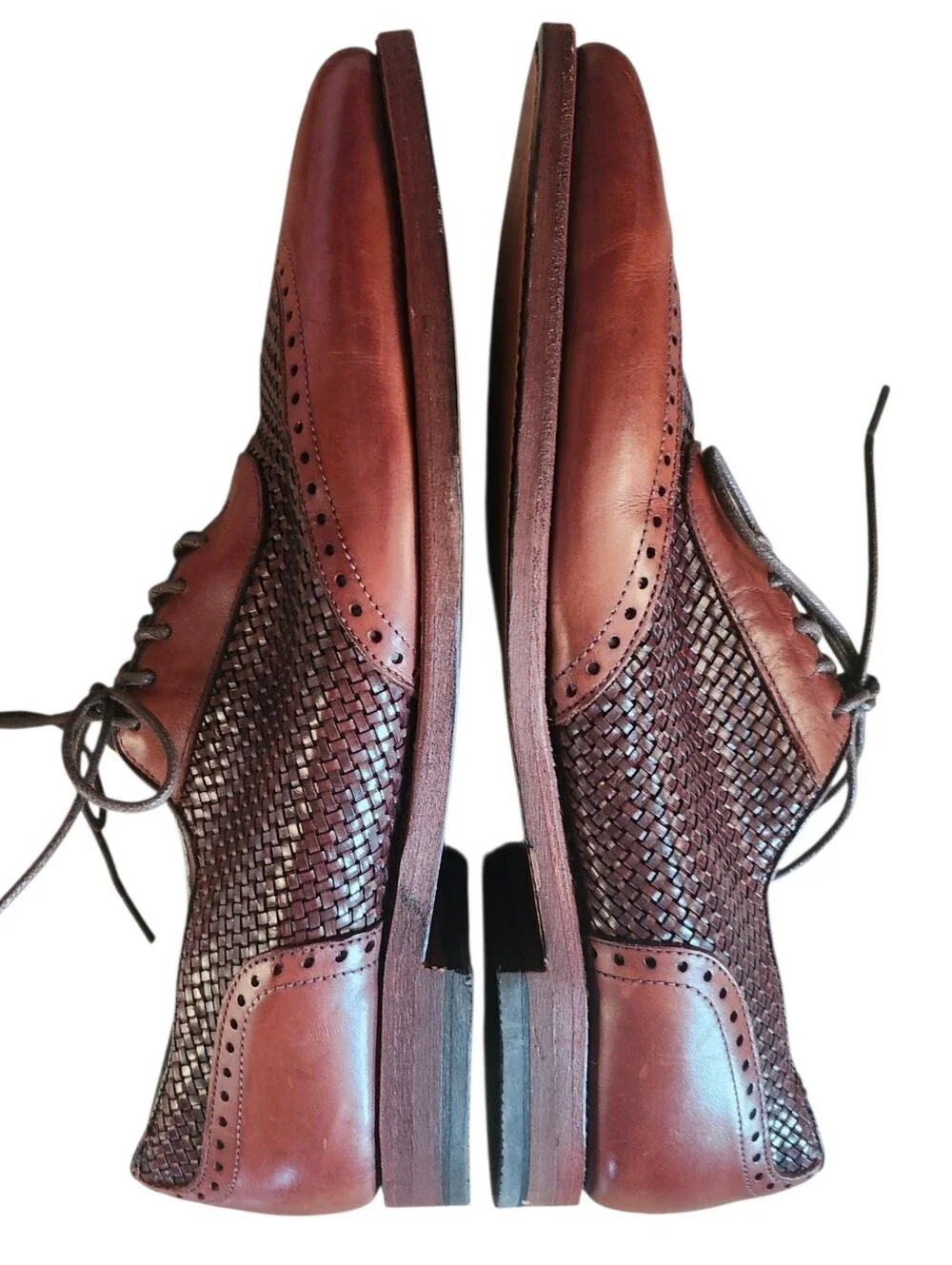 Vintage Allen Edmonds Hampstead 1968 Woven Leather Wingtip Oxfords Men's 10.5 D